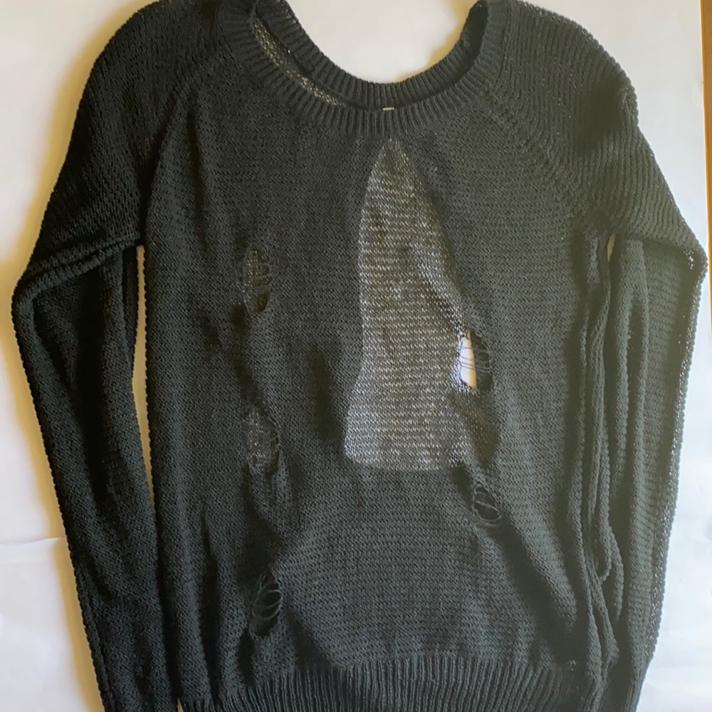 Vintage Zinga Black Net Top w/Decorative holes s M